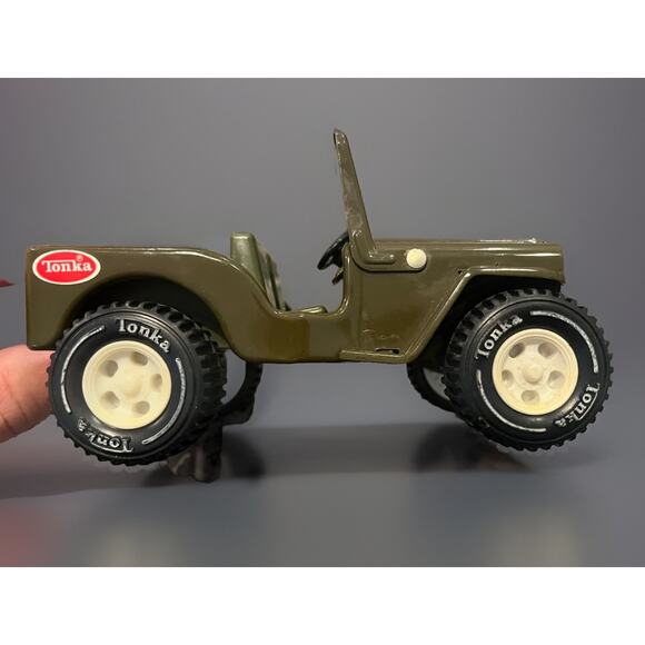Vintage Pressed Steel Tonka Army Jeep No Canopy Roof 1960’s 6.5” Long One Star - Picture 9 of 10